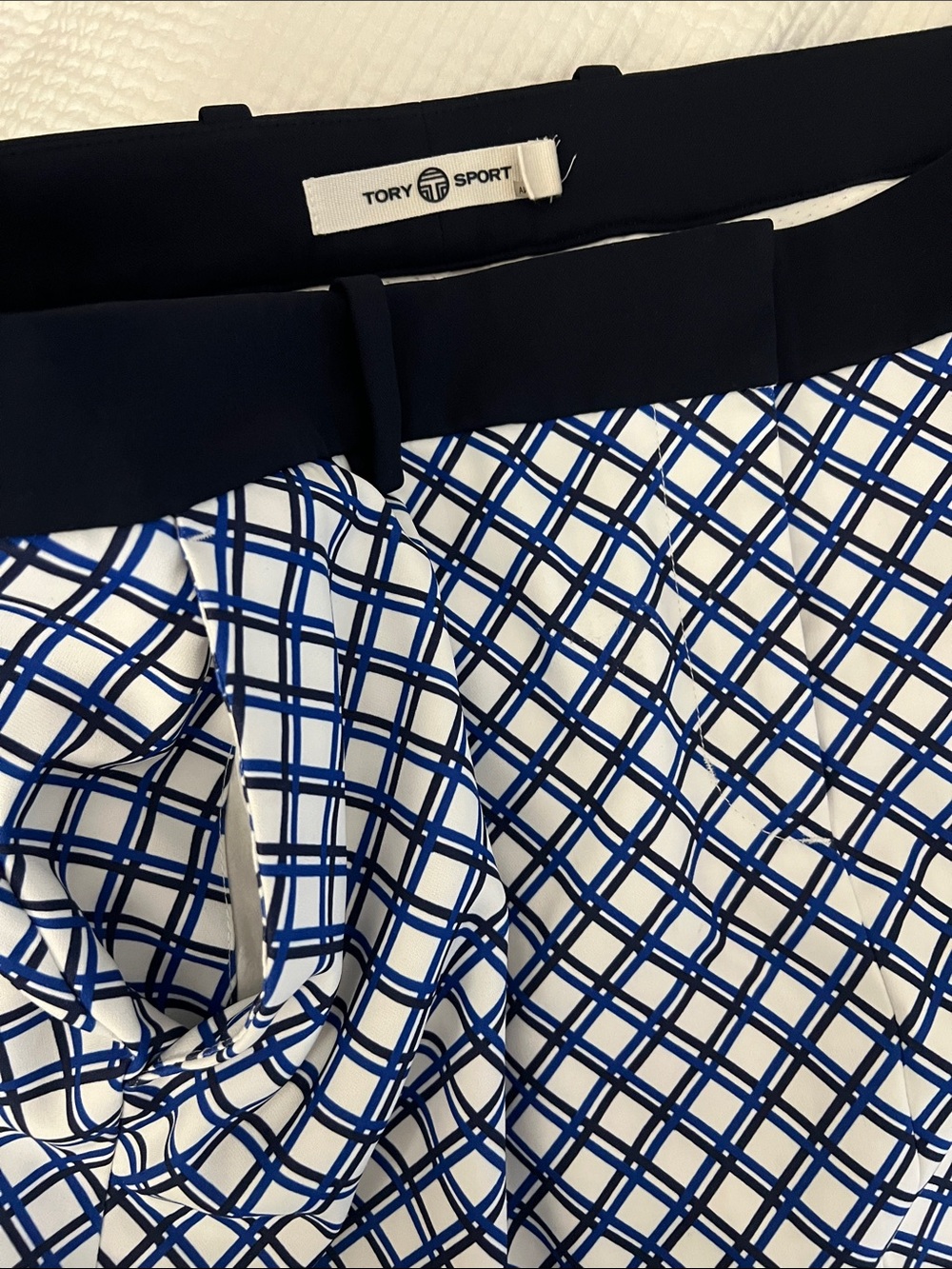 Tory Sport Navy & White Grid-Print Skirt skort, Size L.